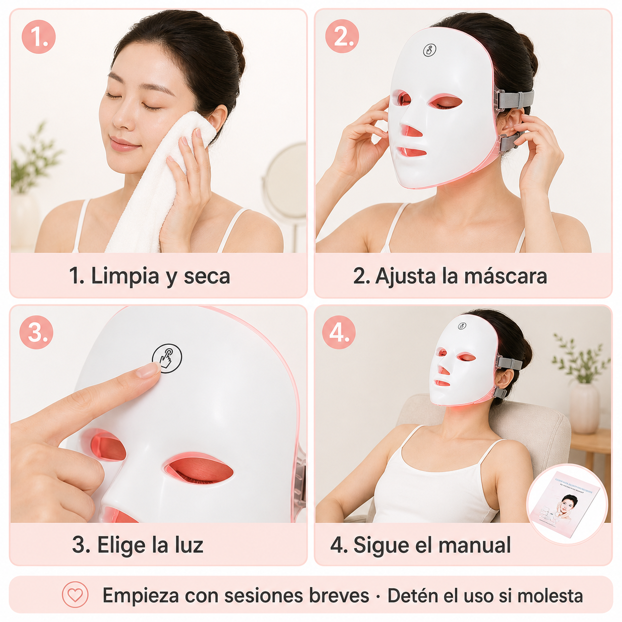 Cómo usar la máscara LED en 4 pasos